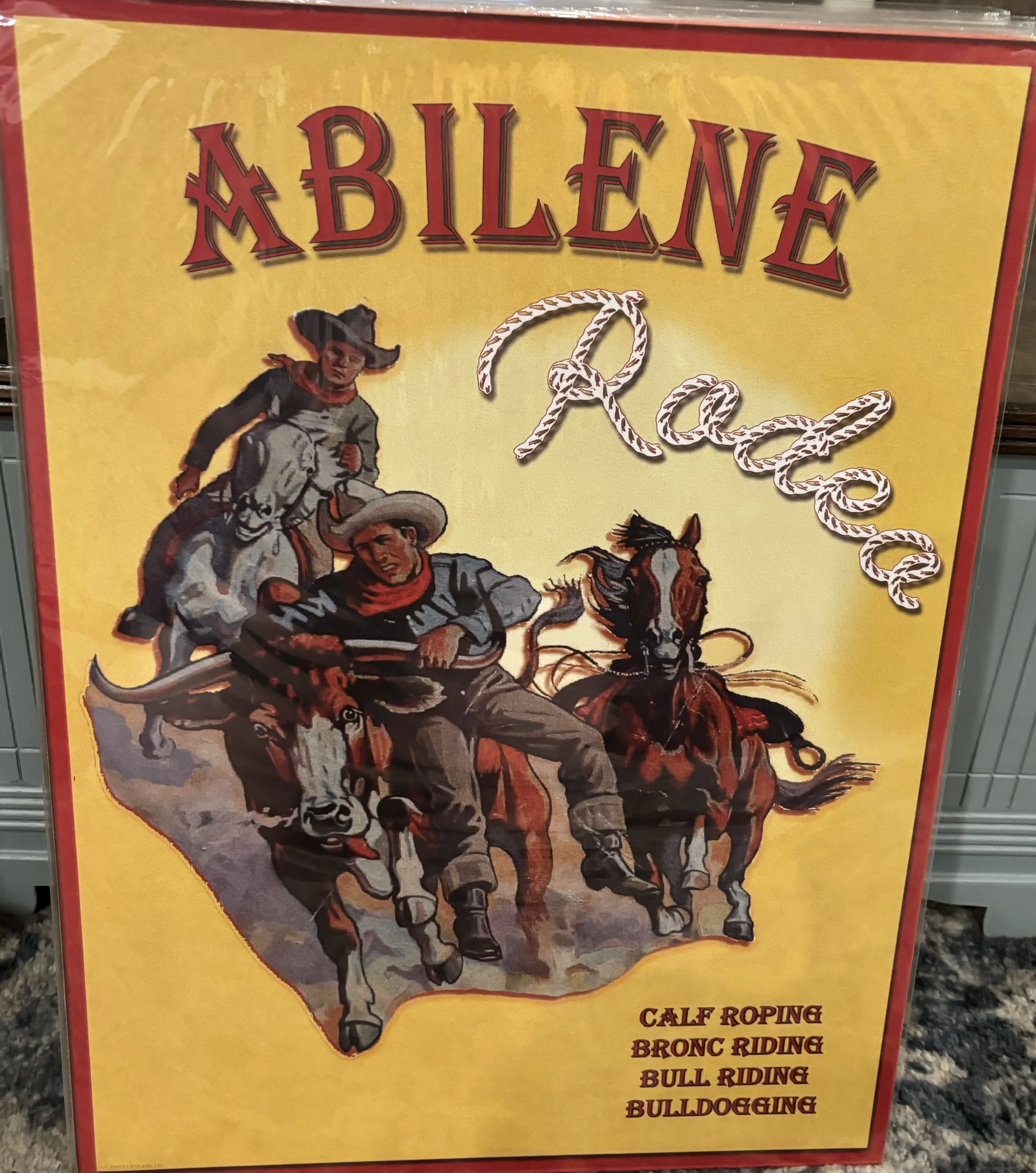 Abilene Rodeo-Calf Roping-Bronc Riding-Bull Riding-Bulldogging (Large) - Rodeo Posters Metal Sign