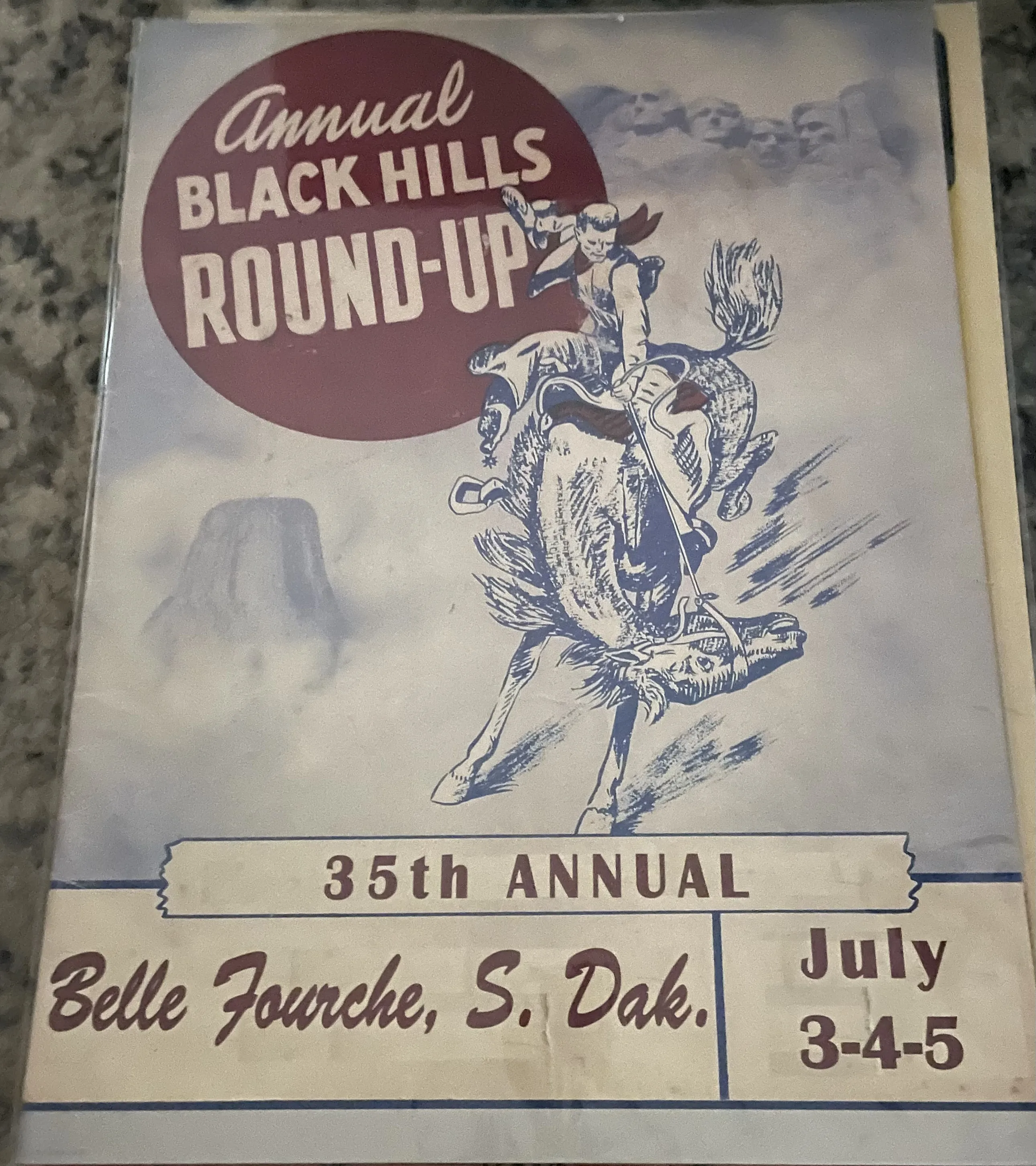 Annual Black Hills Round-Up-35th Annual-Belle Fourche S.Dad-July 3-4-5 (Large) - Rodeo Posters Metal Sign