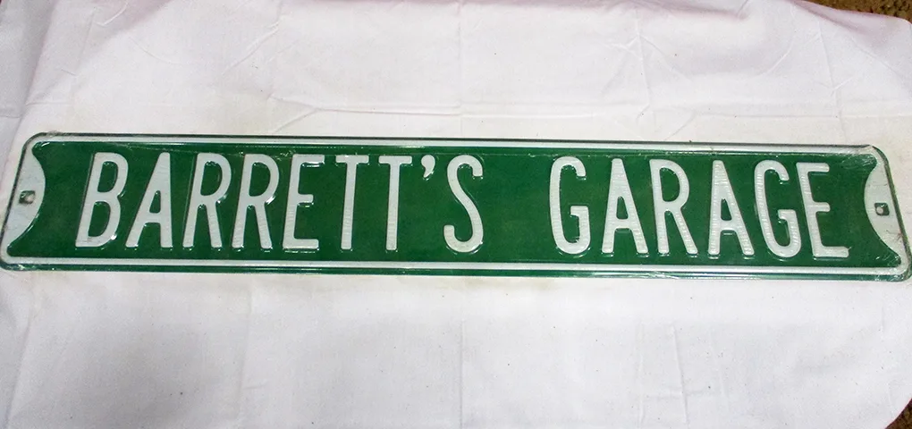Barrett's Garage - Street Signs Metal Sign