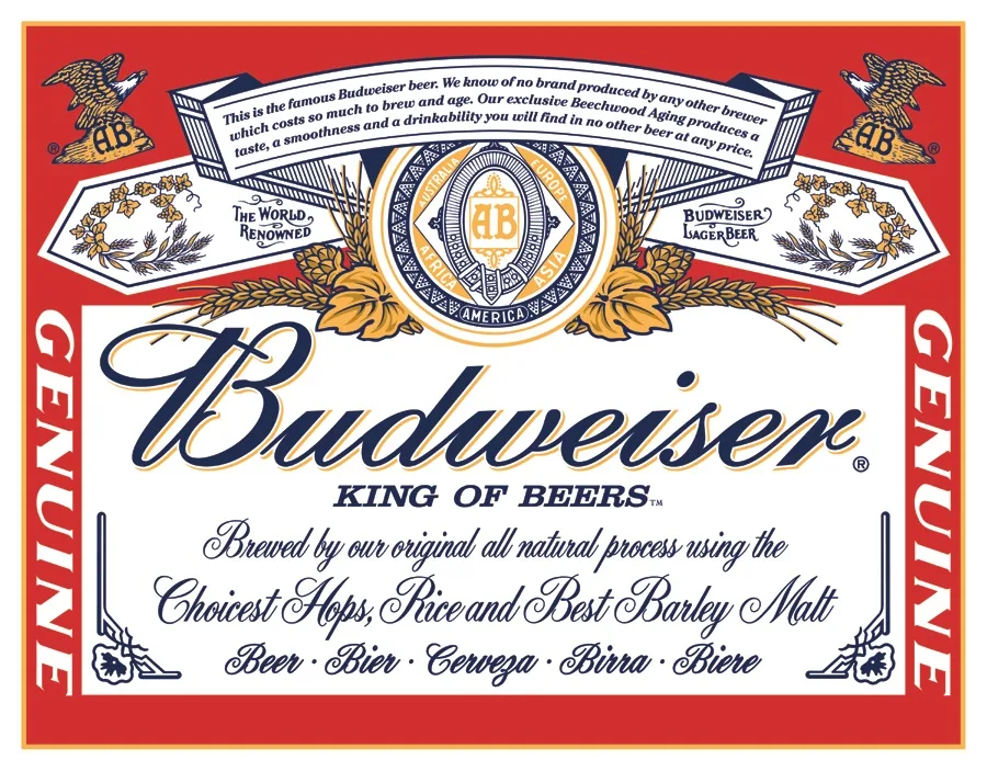 Budweiser King of Beers - New Looking Red Label - Beer, Bier, Cerveza, Birra, Bier - Tin Signs Metal Sign