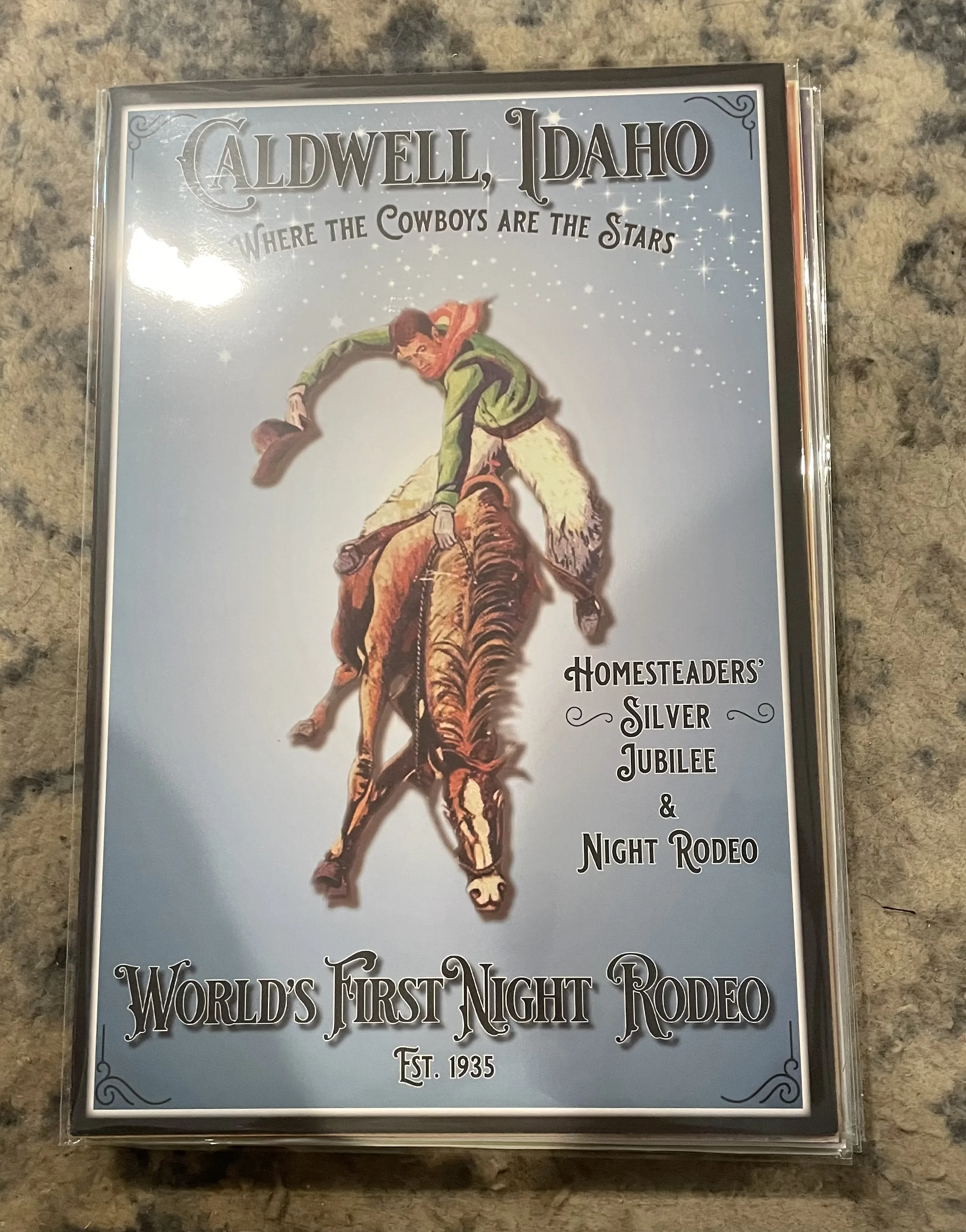 Caldwell, Idaho-Where The Cowboys Are Stars-World's First Night Rodeo (Small) - Rodeo Posters Metal Sign