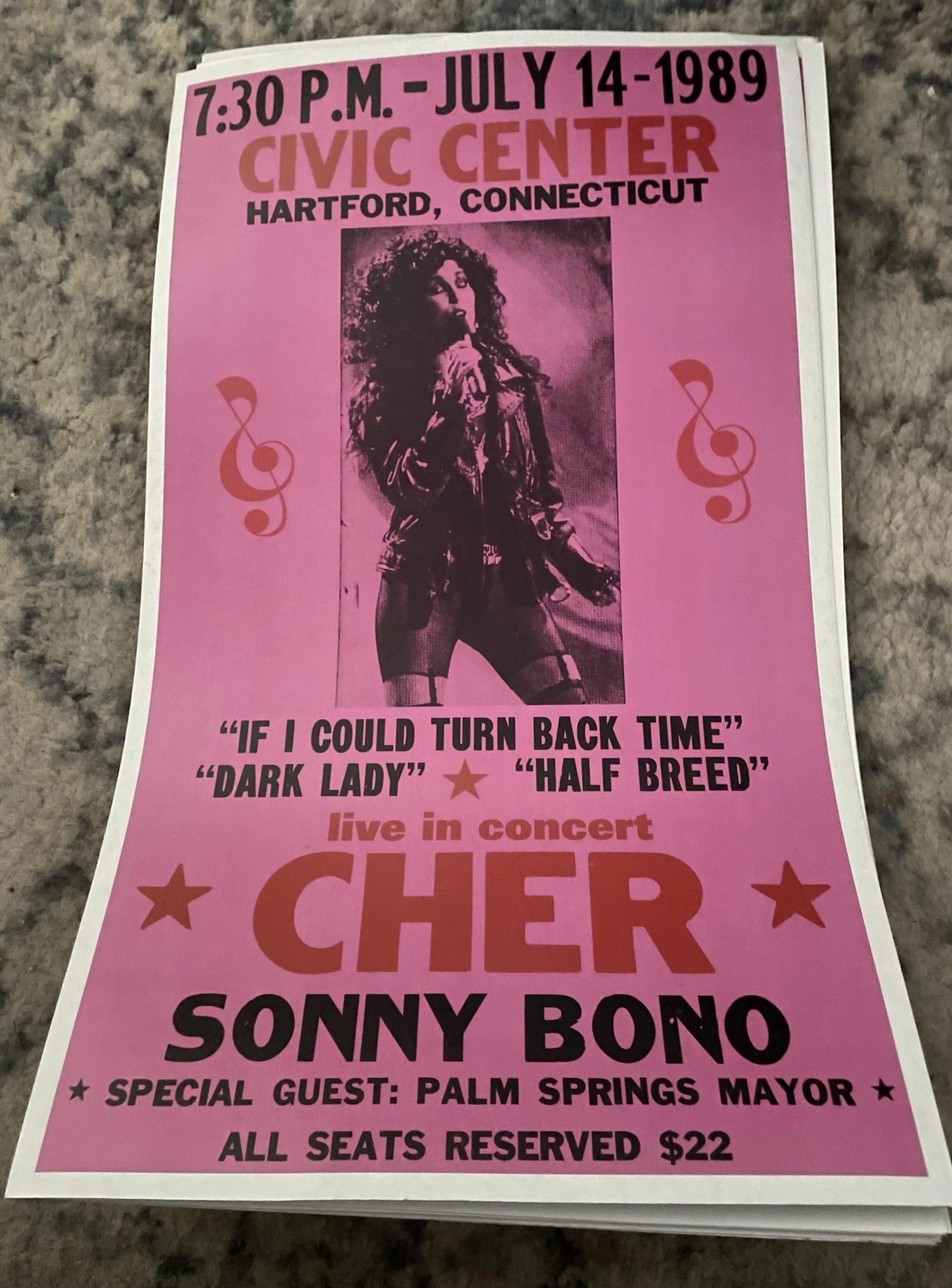 Cher & Sonny Bono-July 14, 1985 - Concert Posters Metal Sign