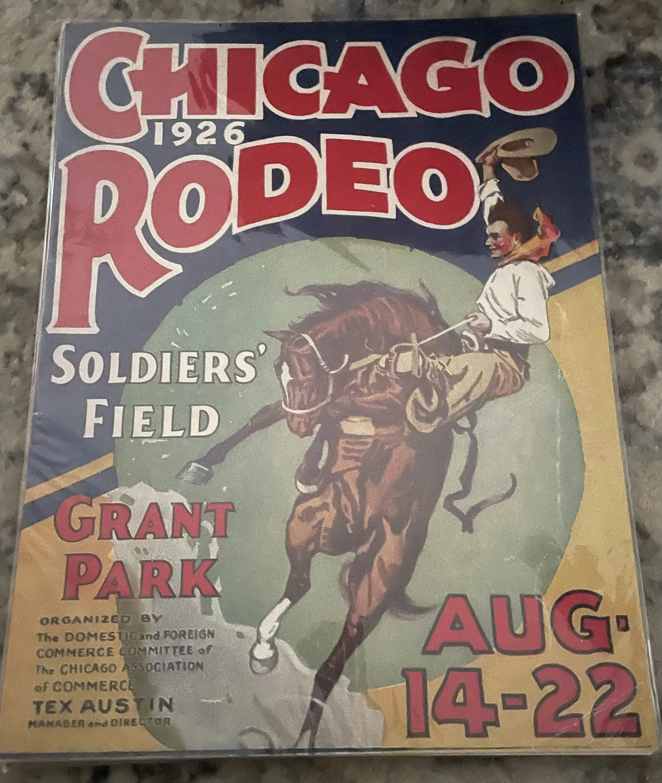 Chicago Rodeo-1926-Soldiers' Field Aug. 14-22 (Large) - Rodeo Posters Metal Sign