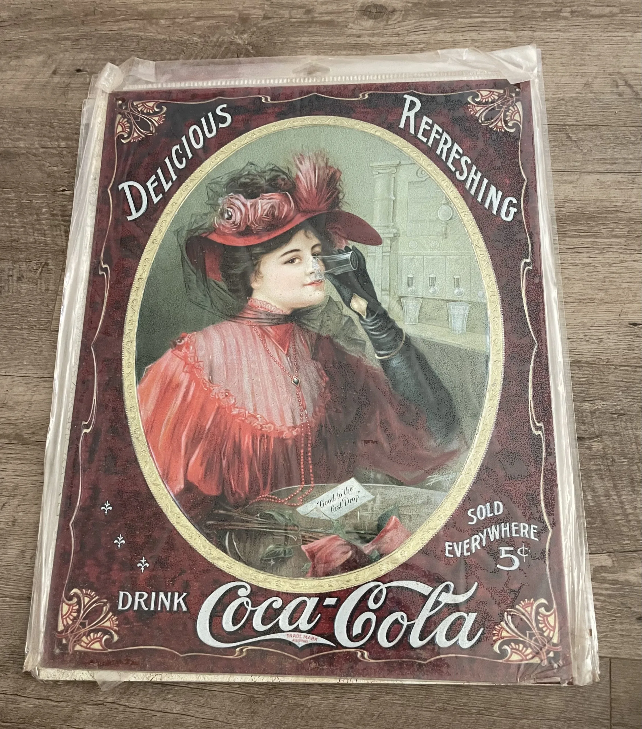 Coca-Cola-(Lady In Red Victorian Dress) - Coca Cola Metal Sign