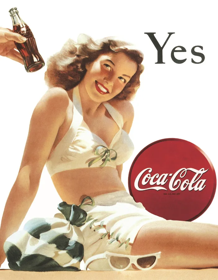 Coca Cola - Yes (Lady In White Bathing Suit) - Tin Signs Metal Sign