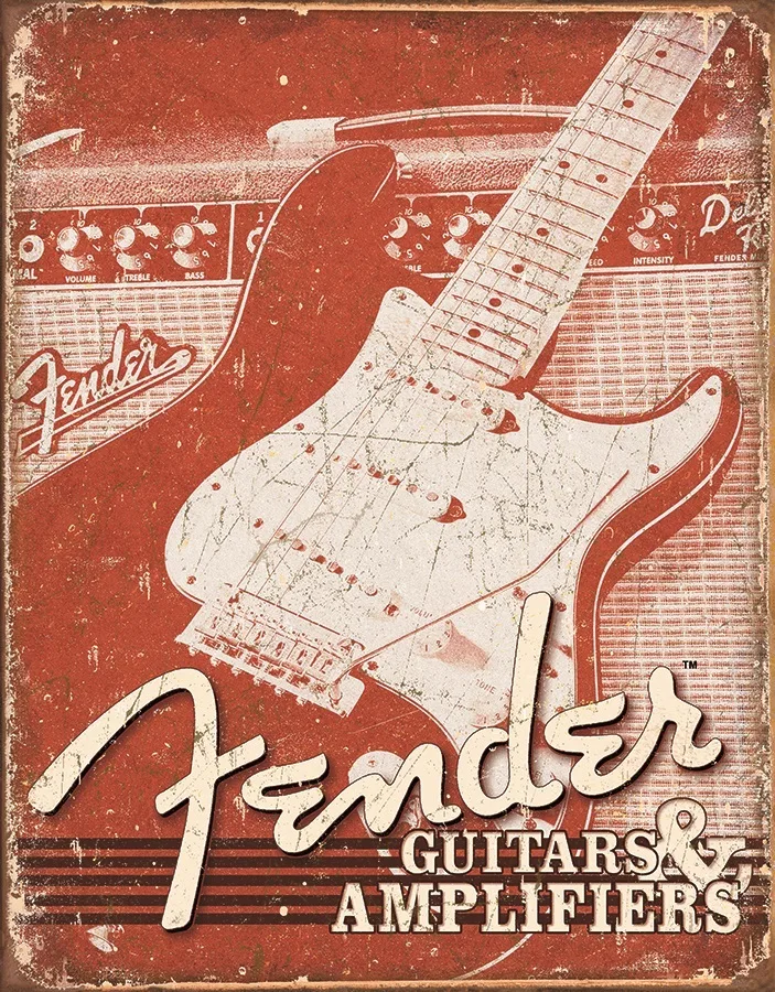 Fender - Guitars And Amplifiers (Weathered) - Tin Signs Metal Sign
