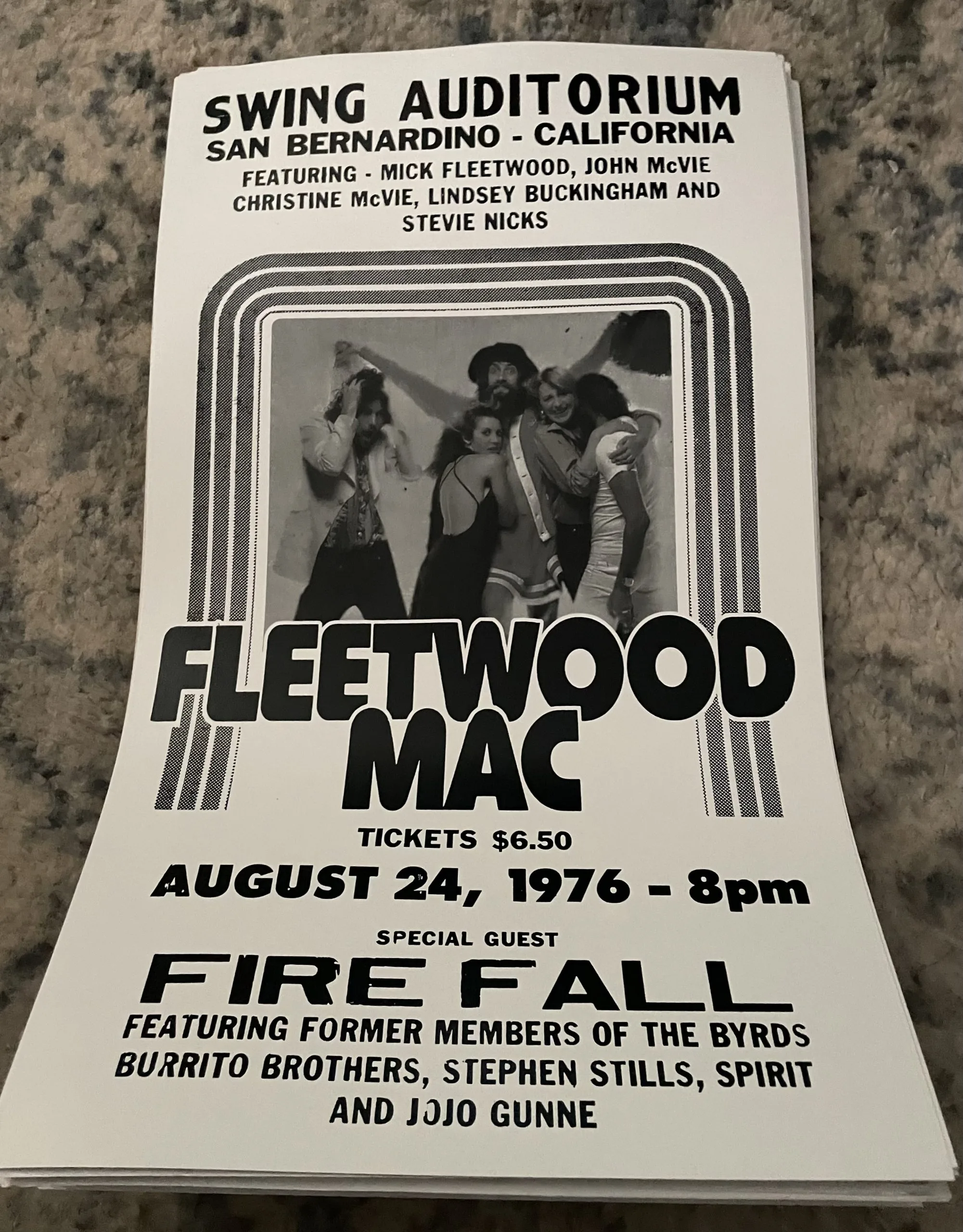 Fleetwood Mac-Swing Auditorium August 24, 1976 - Concert Posters Metal Sign