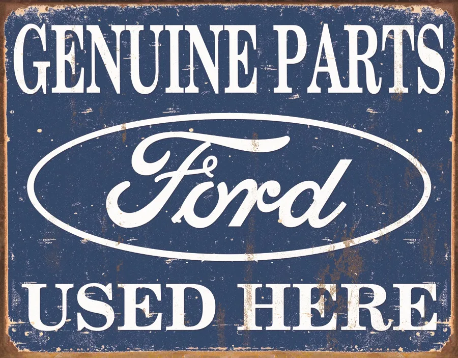 Ford - Genuine Parts Used Here (White On Blue Background) - Tin Signs Metal Sign