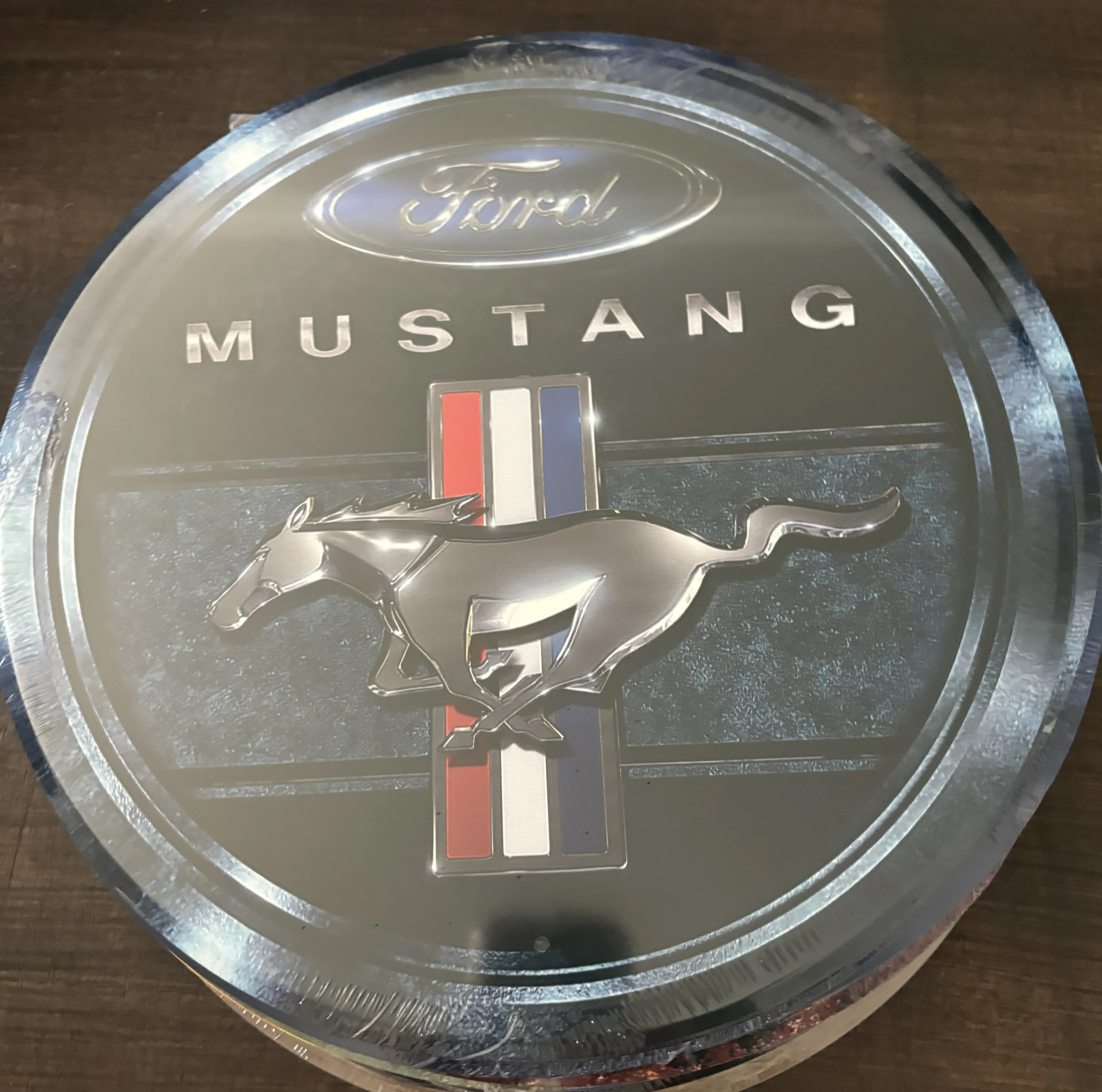 Ford Mustang-Blue (Round) - Tin Signs Metal Sign