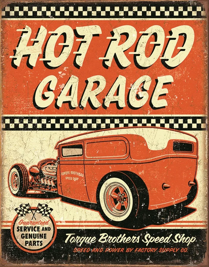 Hot Rod Garage Torque Brothers Speed Shop - Tin Signs Metal Sign