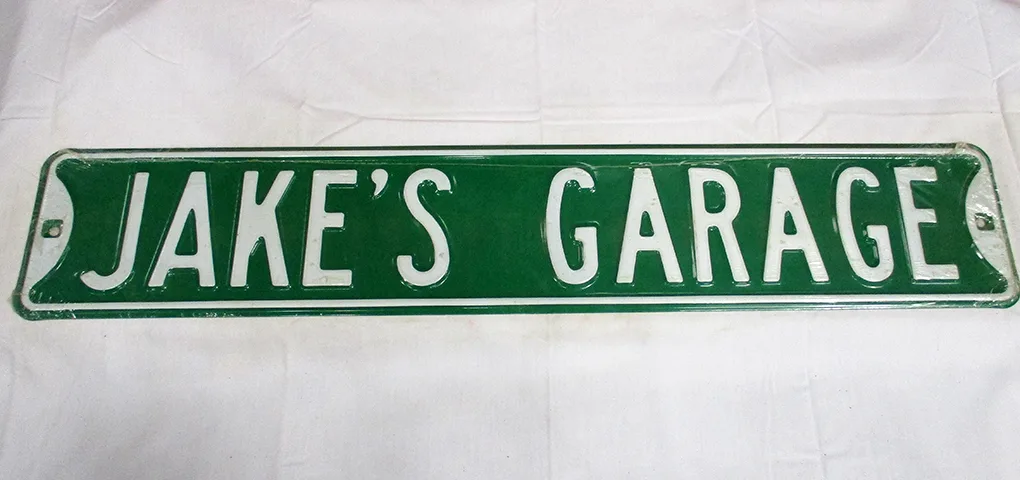 Jake's Garage - Street Signs Metal Sign