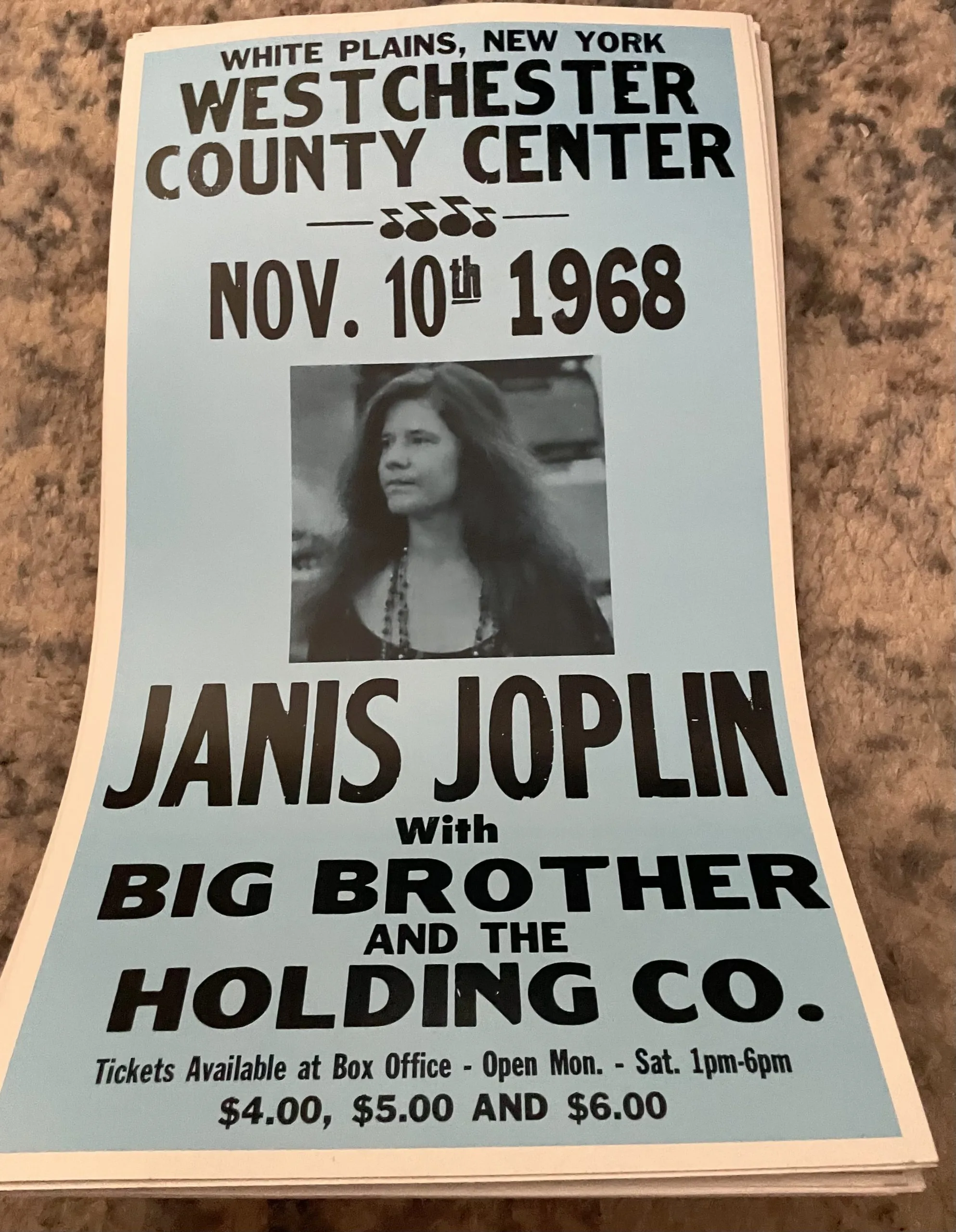 Janis Joplin With Big Brother And The Holding Company-Nov. 10th 1968 - Concert Posters Metal Sign