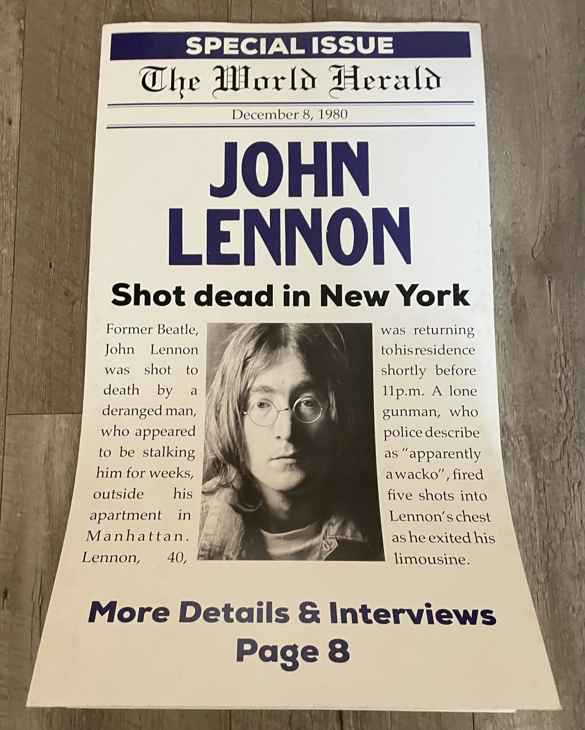 John Lennon-Shot Dead In New York - Concert Posters Metal Sign