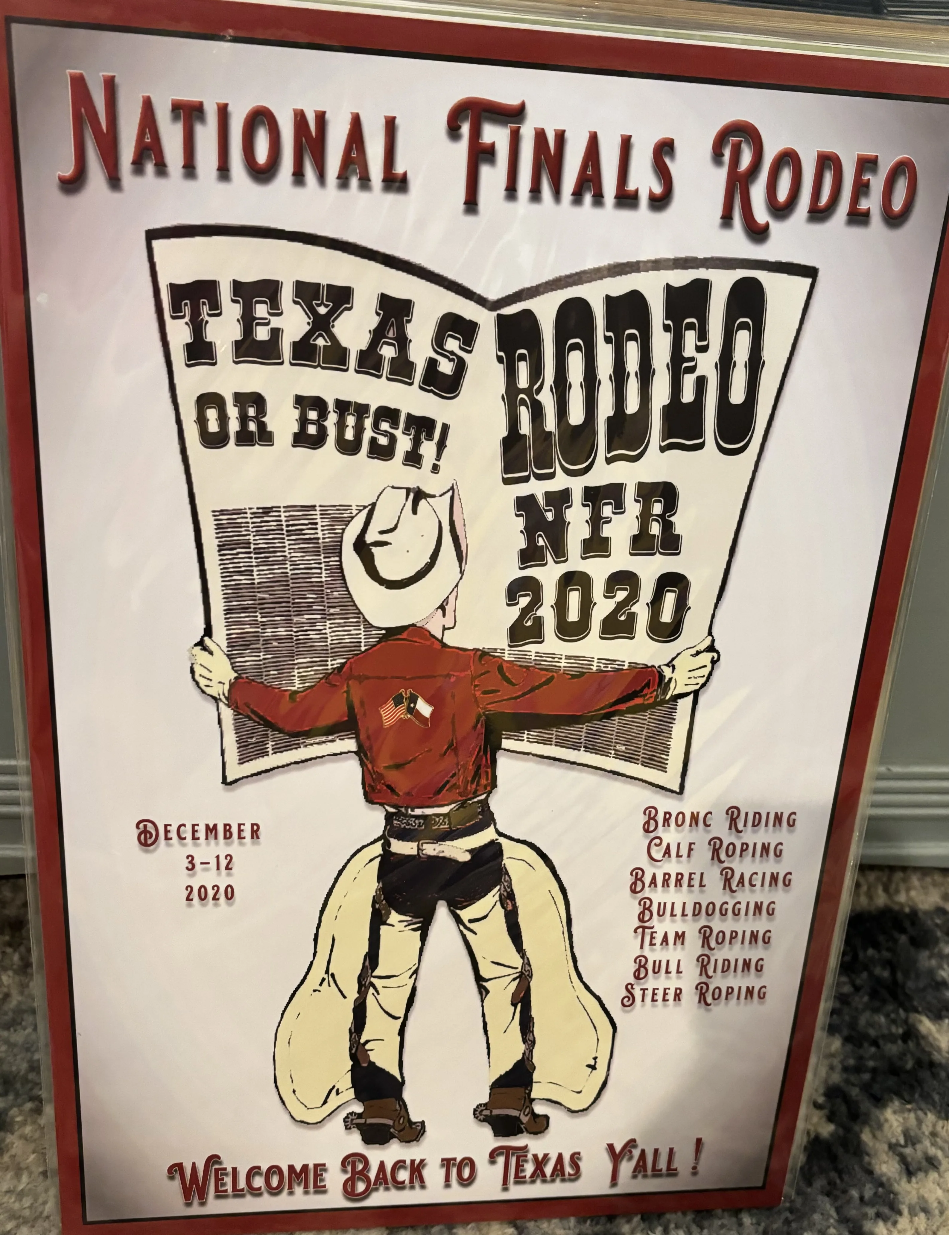 National Finals Rodeo-Texas Or Bust-Rodeo NFR 2020 (Small) - Rodeo Posters Metal Sign
