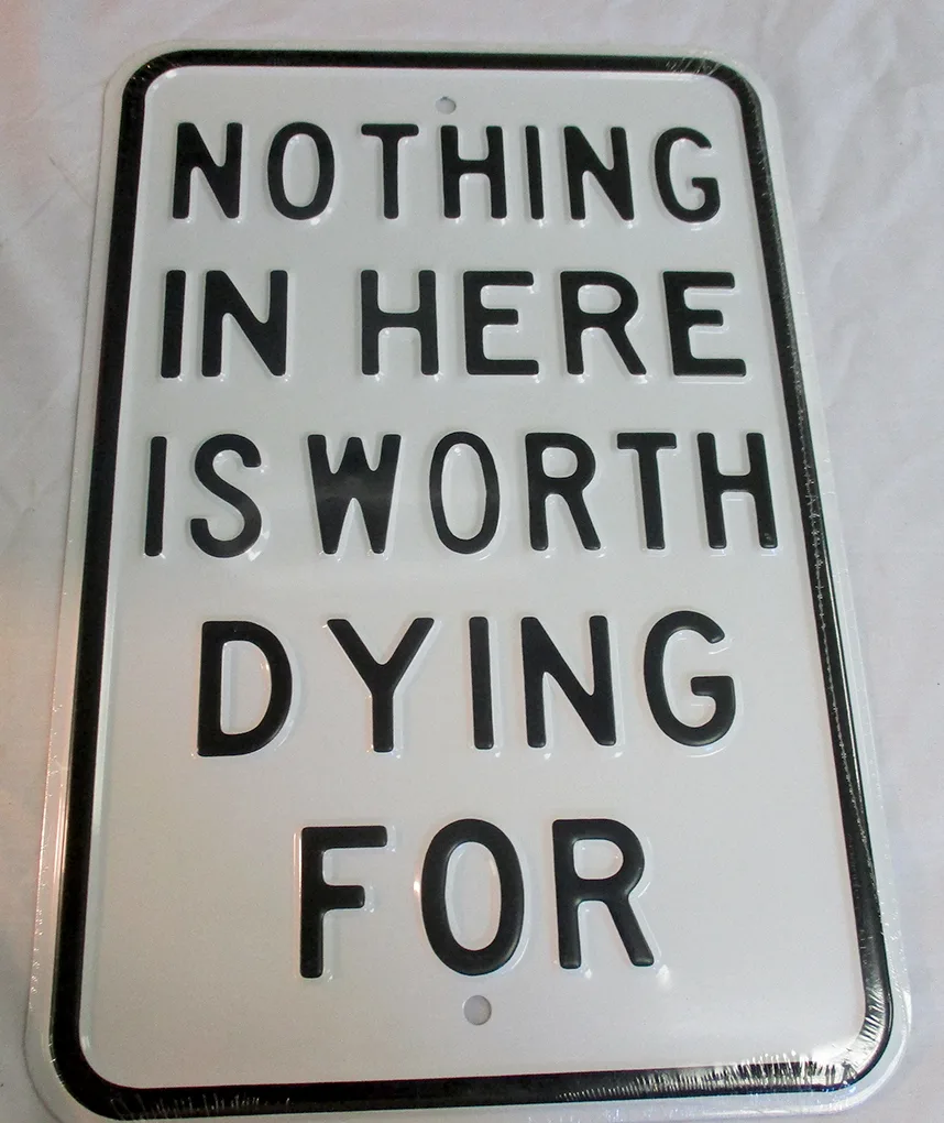 Nothing In Here Is Worth Dying For - Parking Signs Metal Sign