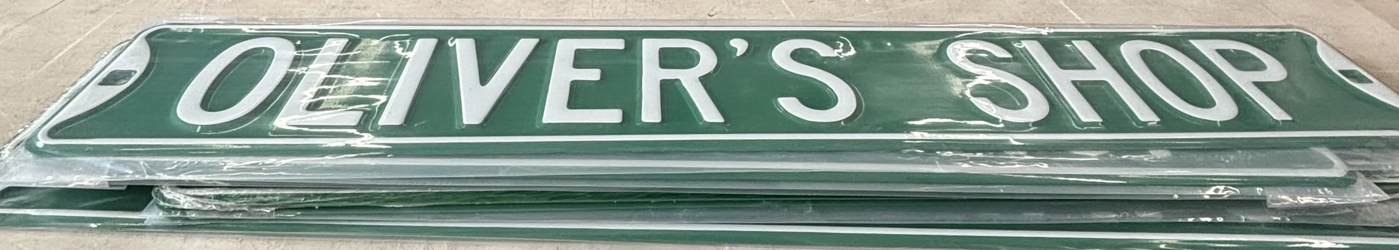 Oliver's Shop - Street-Garage/Shop Metal Sign