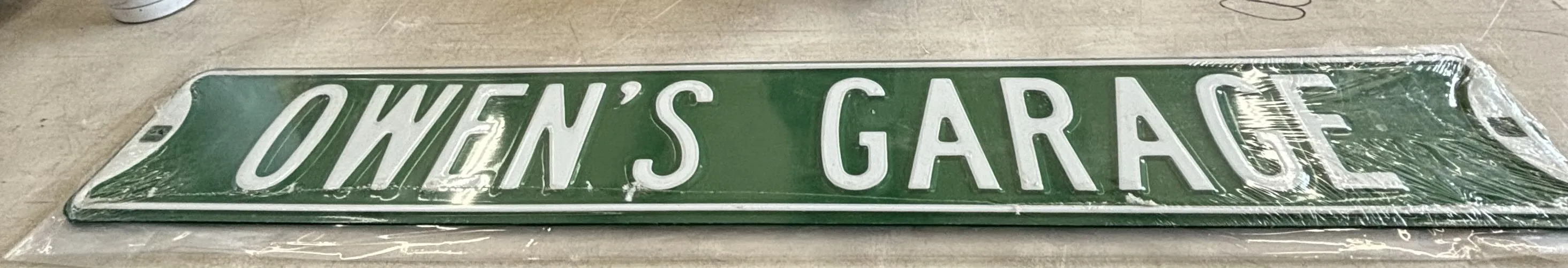Owen's Garage - Street-Garage/Shop Metal Sign
