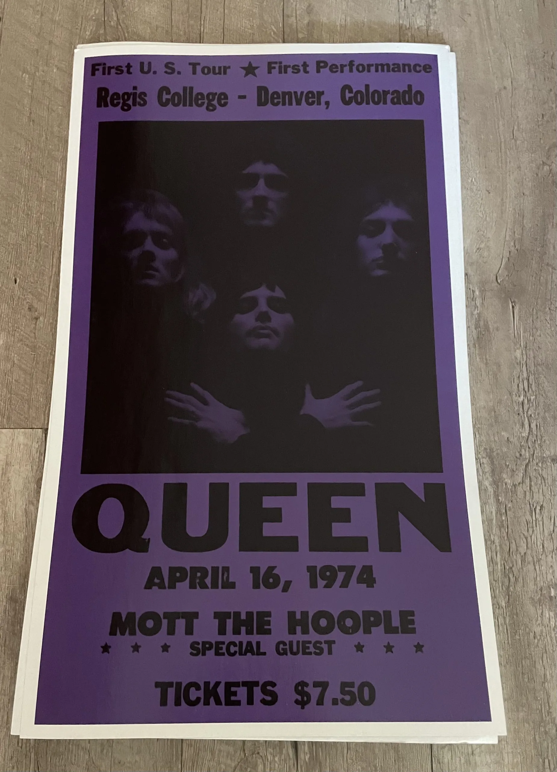 Queen-Regis College-Denver, Colorado-April 16, 1974 - Concert Posters Metal Sign