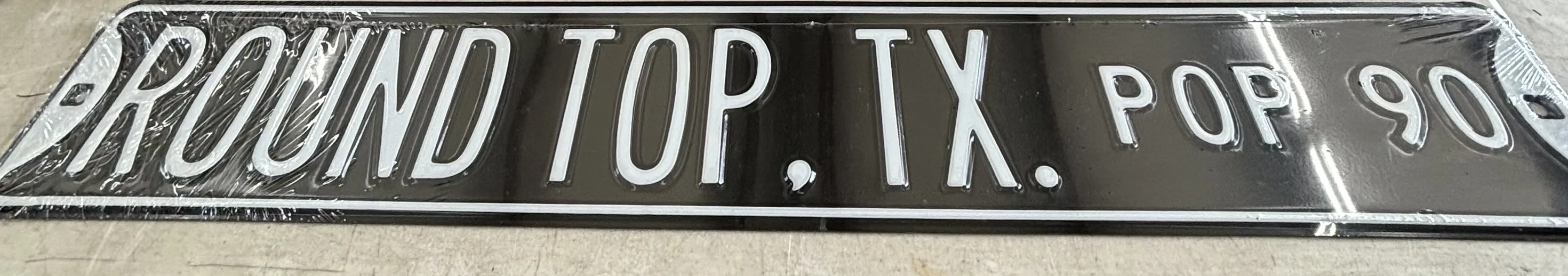 Round Top TX, Pop 9 - Street Signs Metal Sign