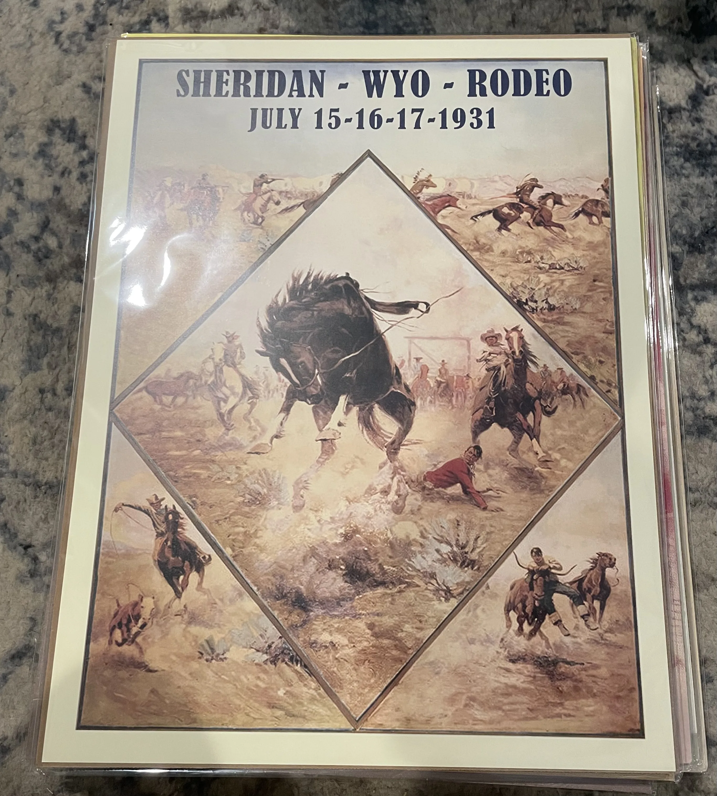 Sheridan-WYO-Rodeo-July 15-16-17 1931 (Large) - Rodeo Posters Metal Sign