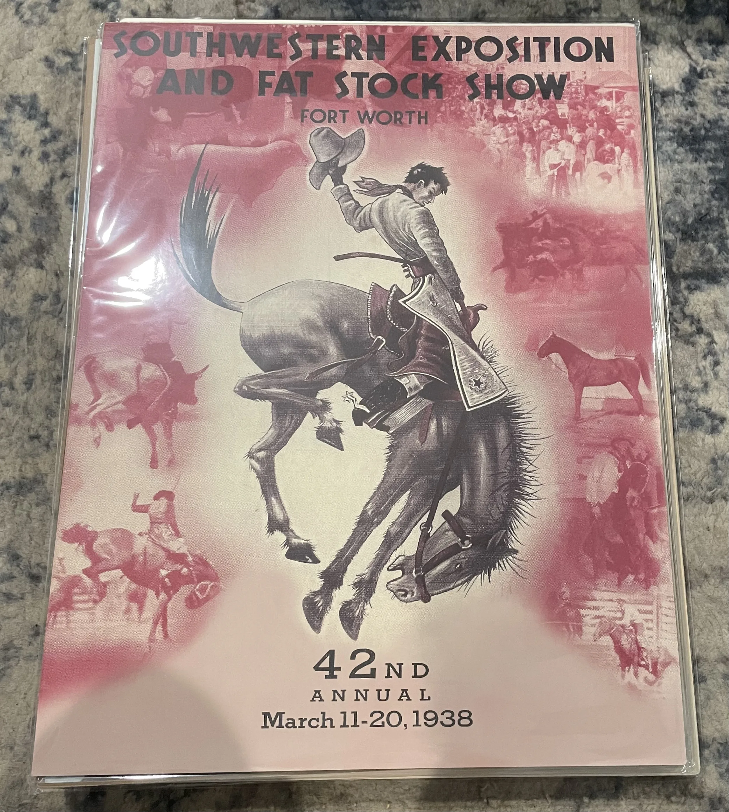 Southwestern Exposition And Fat Stock Show-Fort Worth-42nd Annual-March 11-20 1938 (Large) - Rodeo Posters Metal Sign