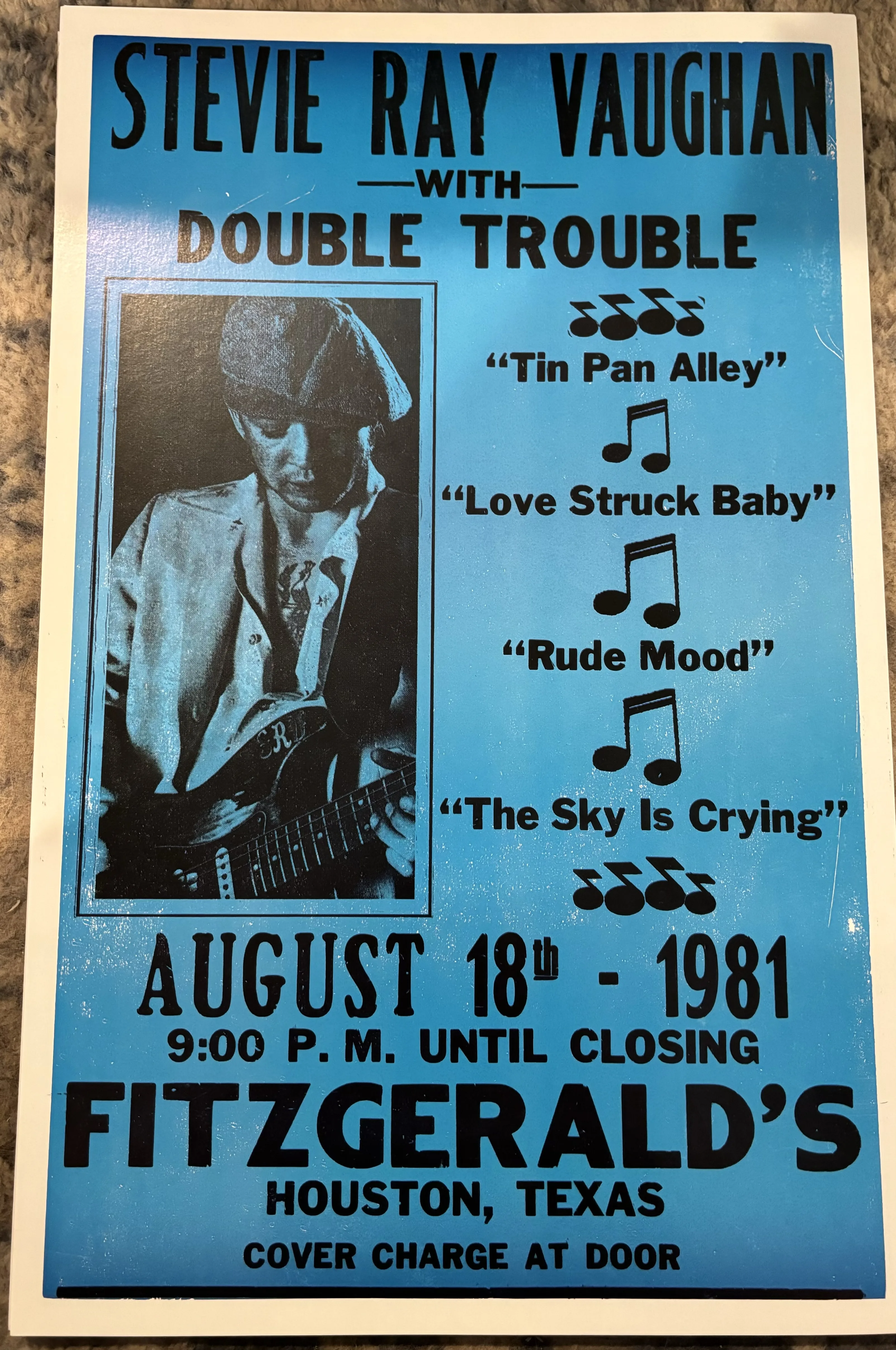 Stevie Ray Vaughan-Fitzgerald's-August 18th 1981 - Concert Posters Metal Sign