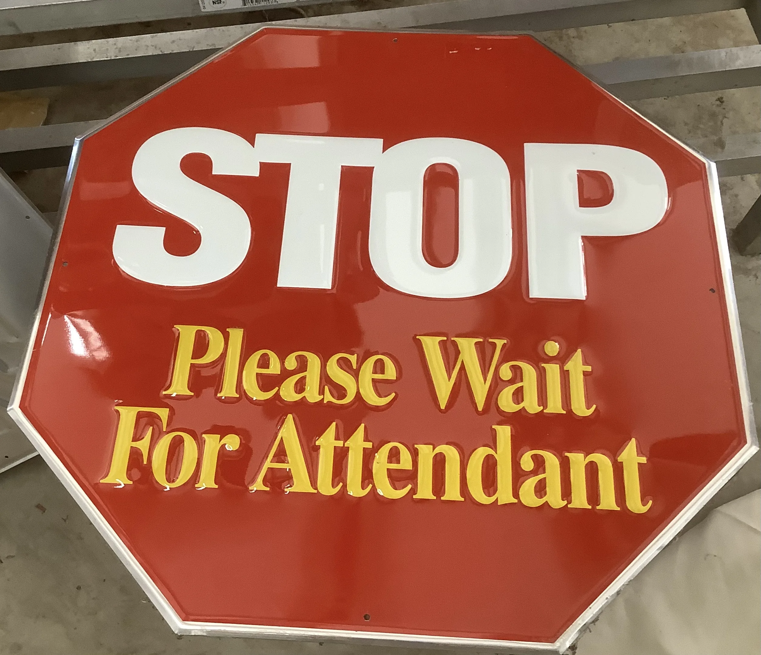 Stop Wait For Attendant - Aluminum Signs Metal Sign