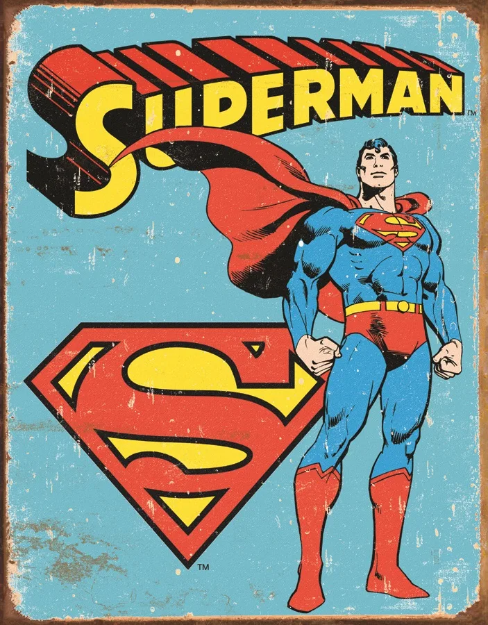 Superman w/ Blue Background - Tin Signs Metal Sign