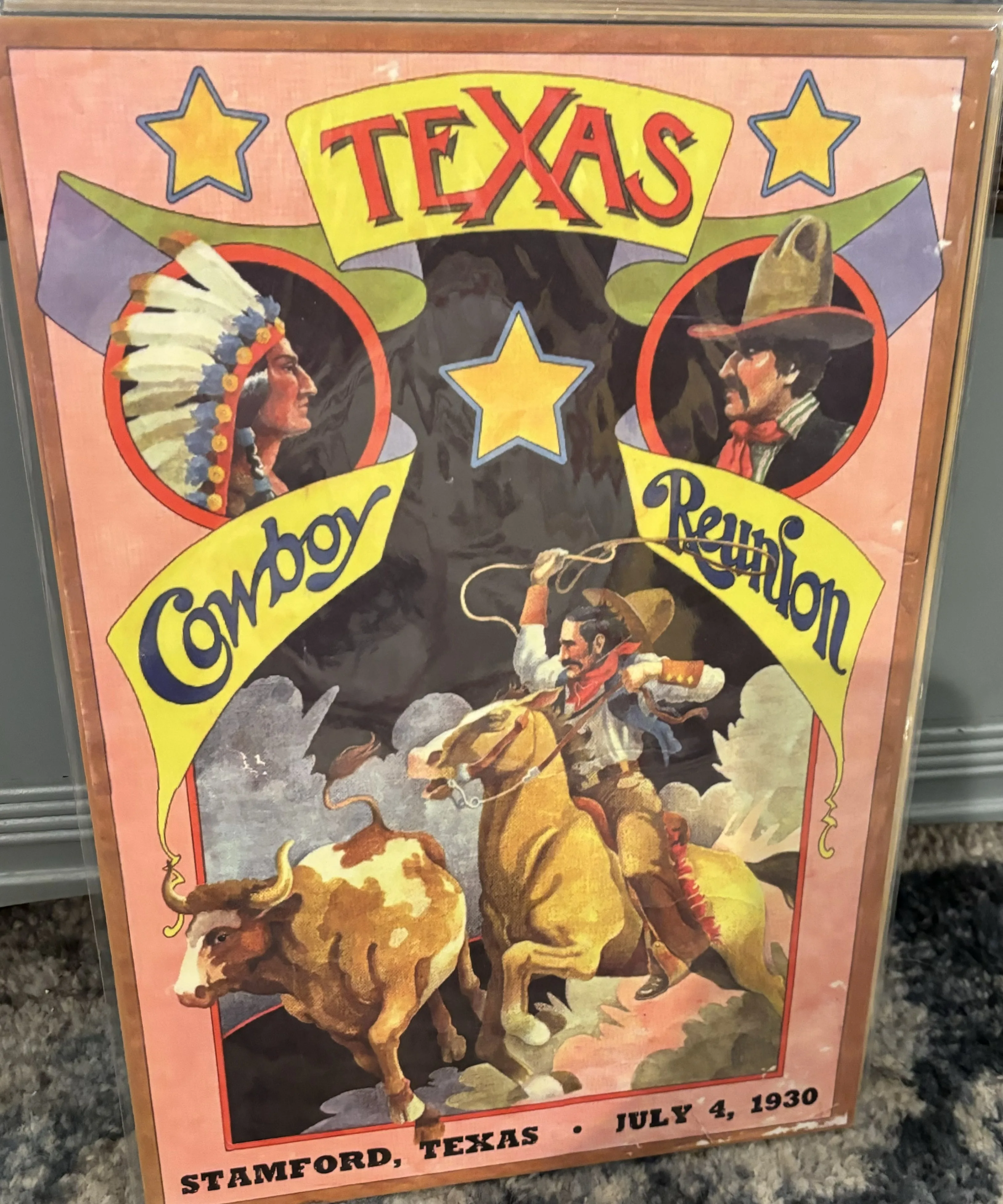 Texas Cowboy Reunion Stamford, Texas-July 4, 1930 (Small) - Rodeo Posters Metal Sign