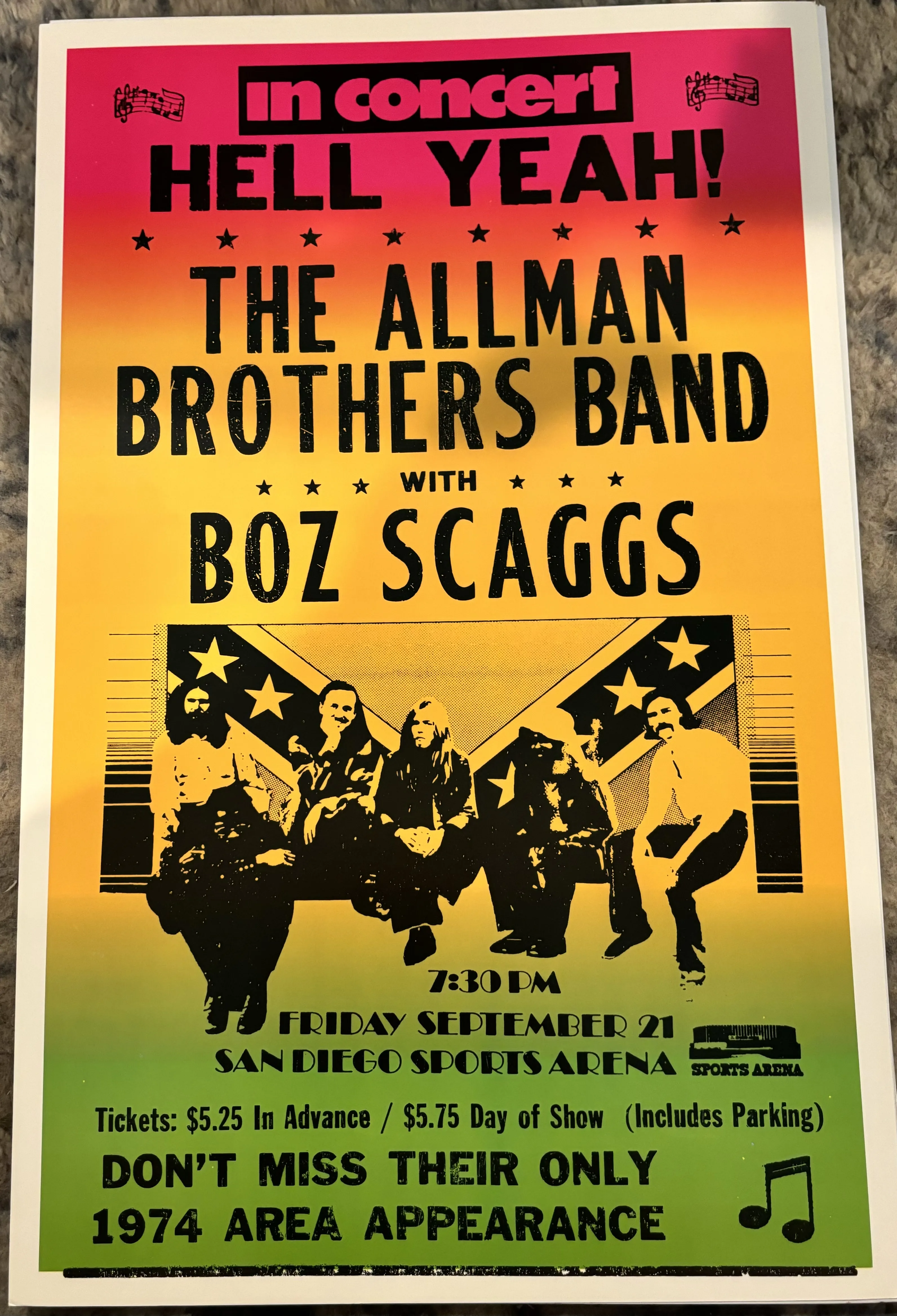 The Allman Brothers Band With Boz Scaggs-Hell Yeah - Concert Posters Metal Sign