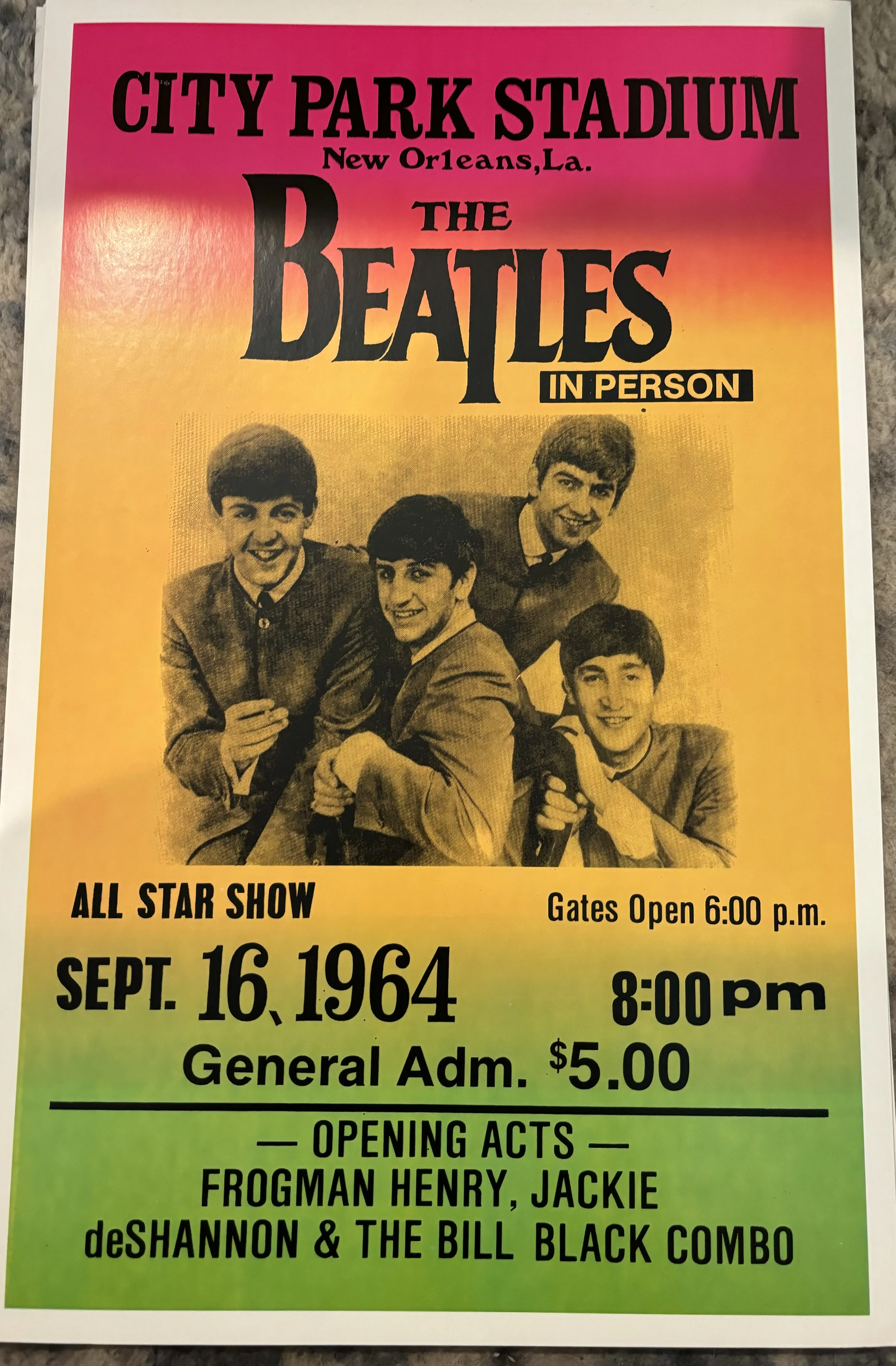 The Beatles-City Park Stadium-New Orleans-Sept.16, 1964 - Concert Posters Metal Sign