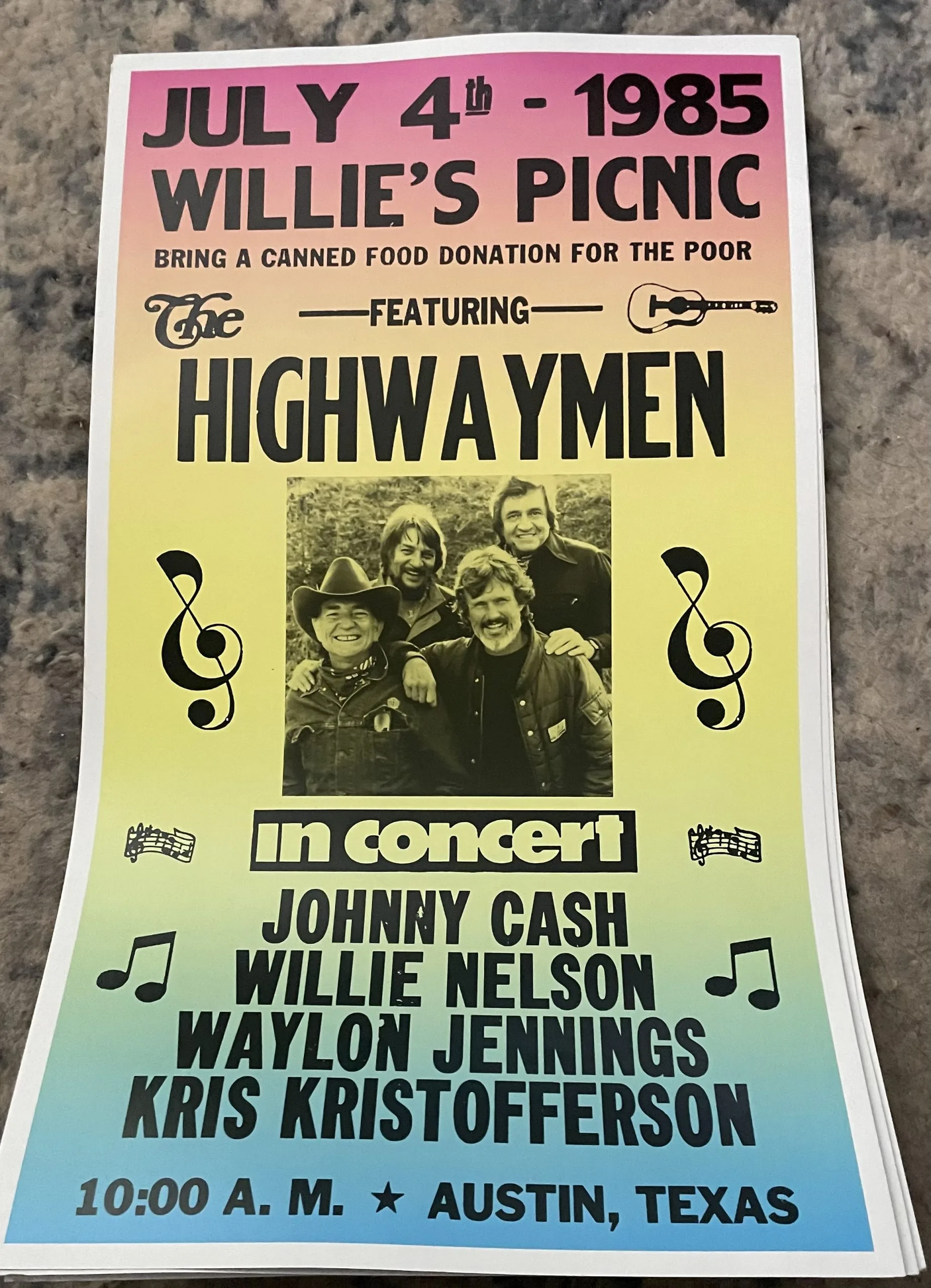 The Highway Men-Willie's Picnic-July 4th 1985 - Concert Posters Metal Sign