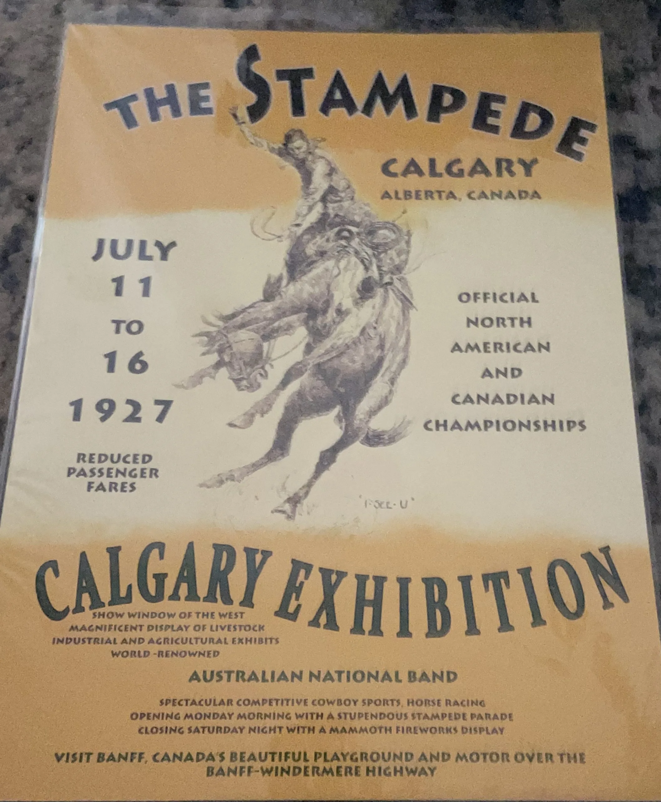 The Stampede-Calgary Exhibition-July 11 To 16-1927 (Large) - Rodeo Posters Metal Sign