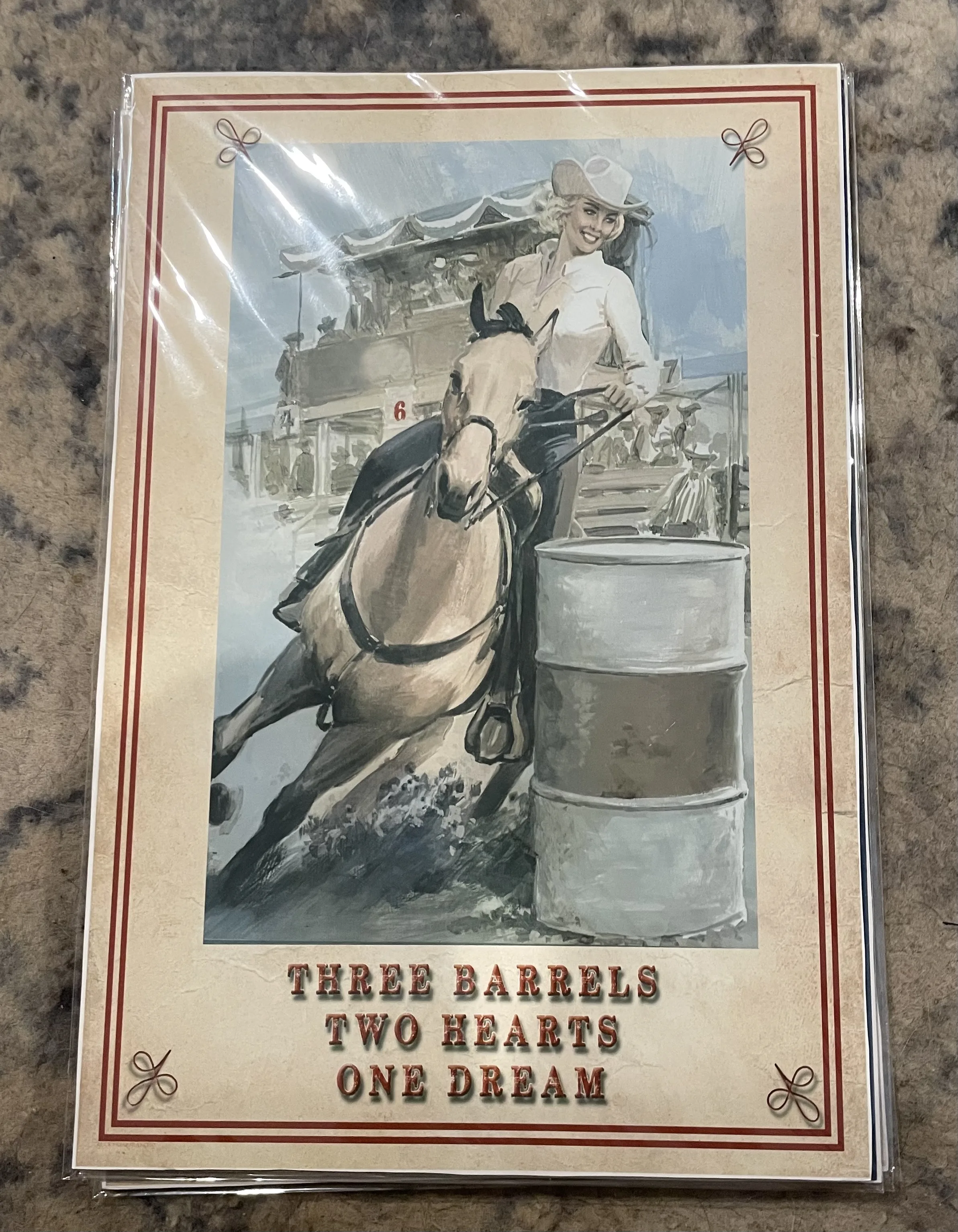 Three Barrels-Two Hearts-One Dream (Small) - Rodeo Posters Metal Sign