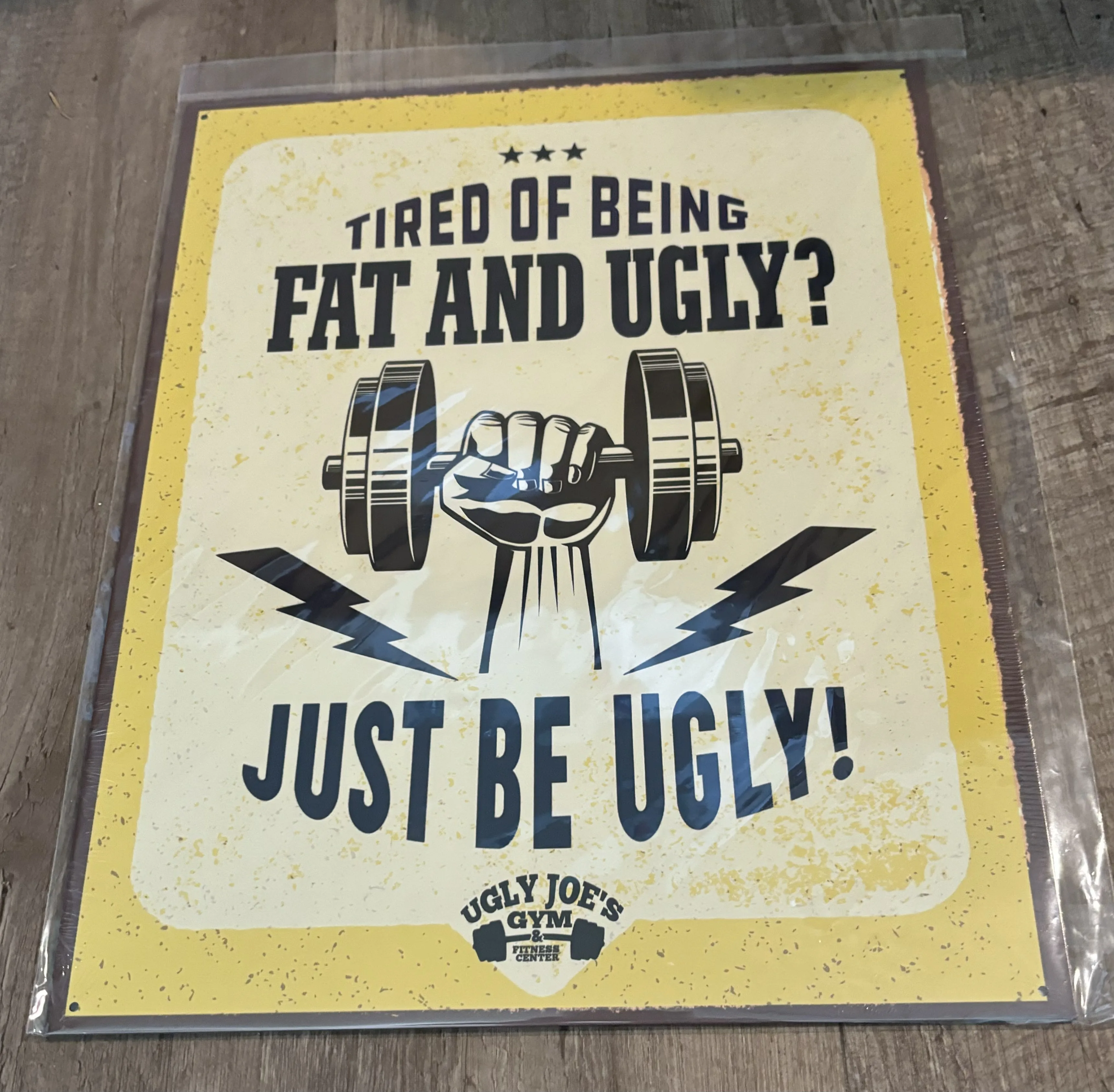 Tired Of Being Fat & Ugly? Just Be Ugly! - Funny Quotes Metal Sign