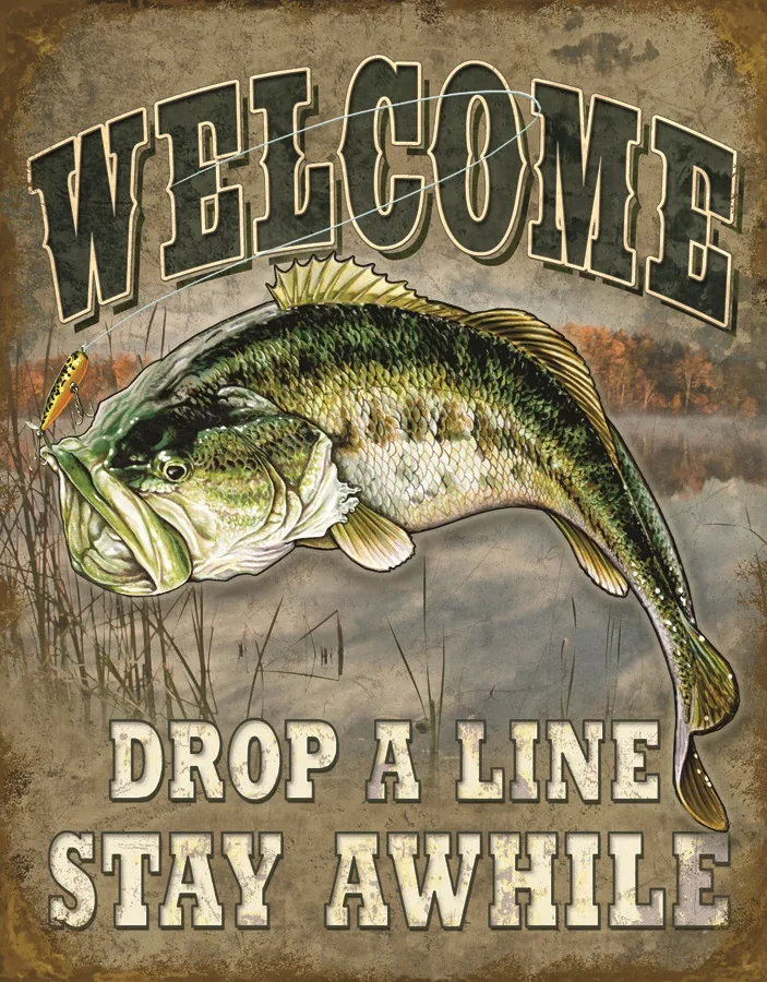 Welcome - Drop A Line Stay Awhile - Tin Signs Metal Sign