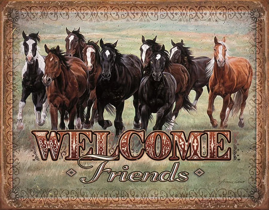 Welcome Friends (Horses) - Tin Signs Metal Sign