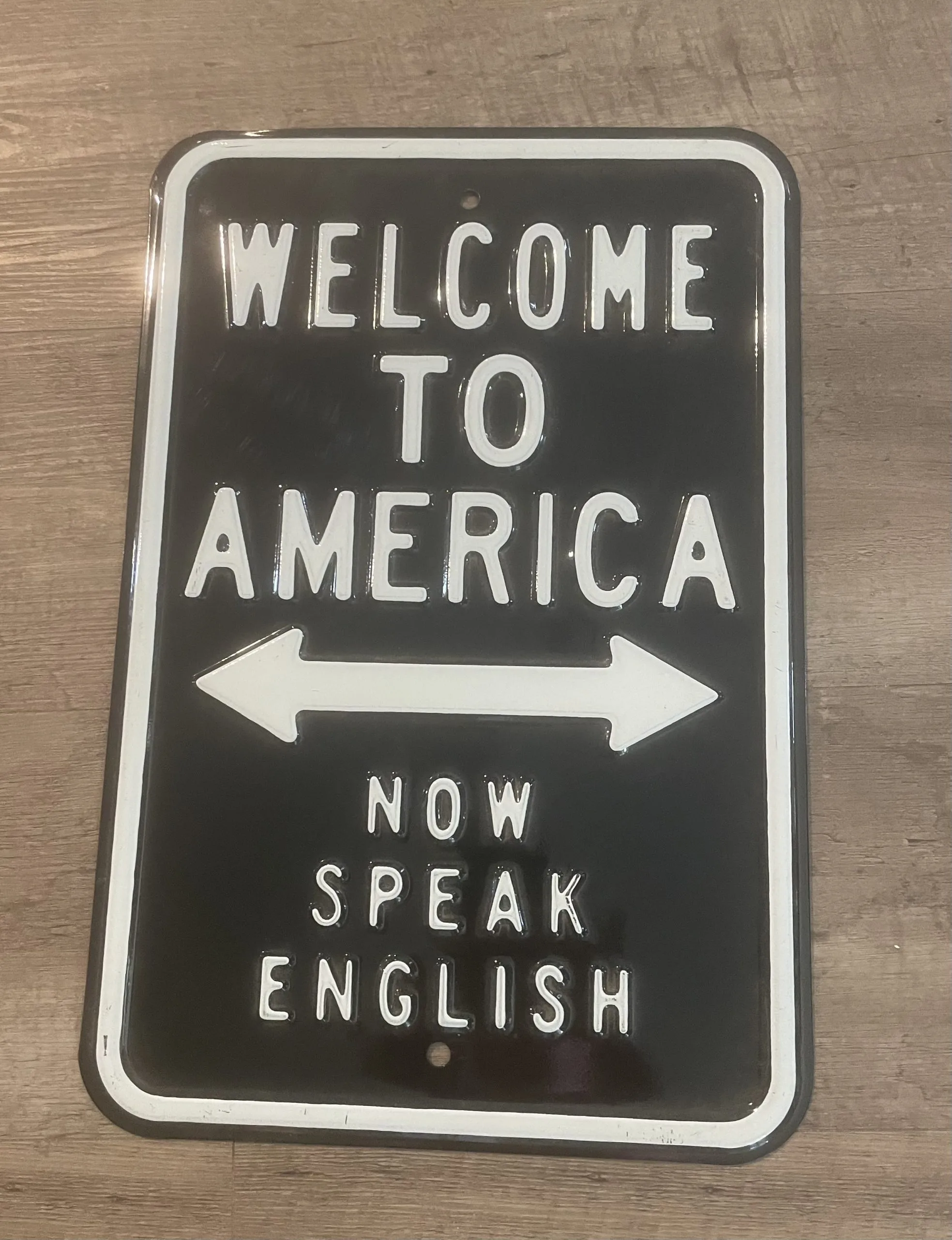 Welcome To America Now Speak English - Parking Signs Metal Sign