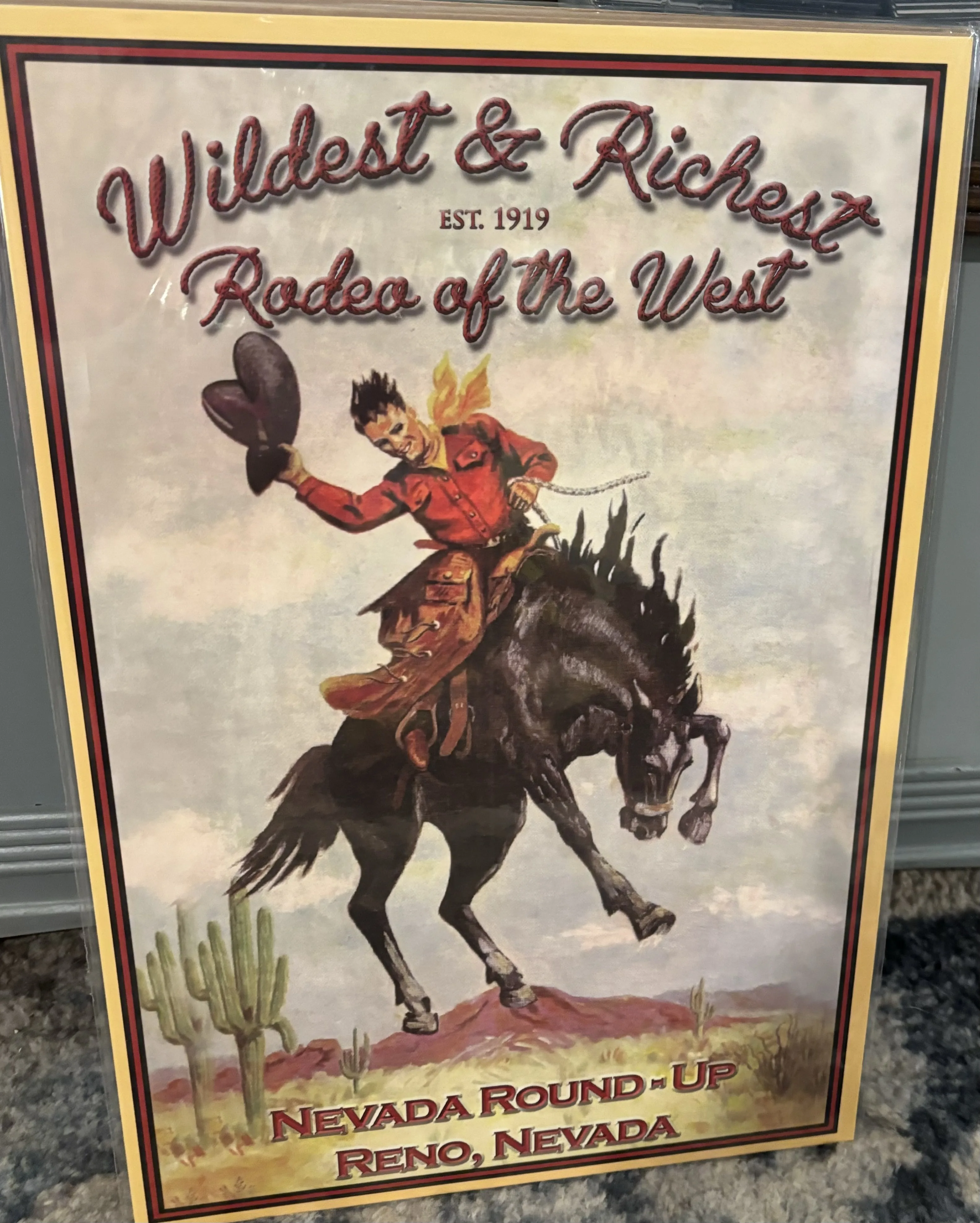 Wildest & Richest Rodeo Of The West-Est. 1919-Nevada Round-Up-Reno, Nevada (Small) - Rodeo Posters Metal Sign