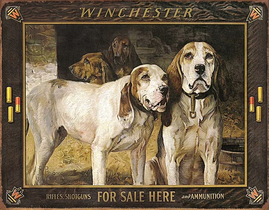 Winchester - (Hound Dogs) - Rifles, Shotguns, And Ammunition For Sale - Tin Signs Metal Sign