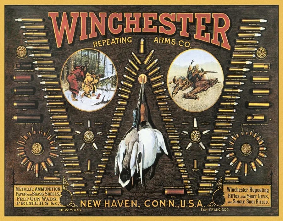 Winchester - New Haven, Conn (W Made Out Of Bullets) - Tin Signs Metal Sign