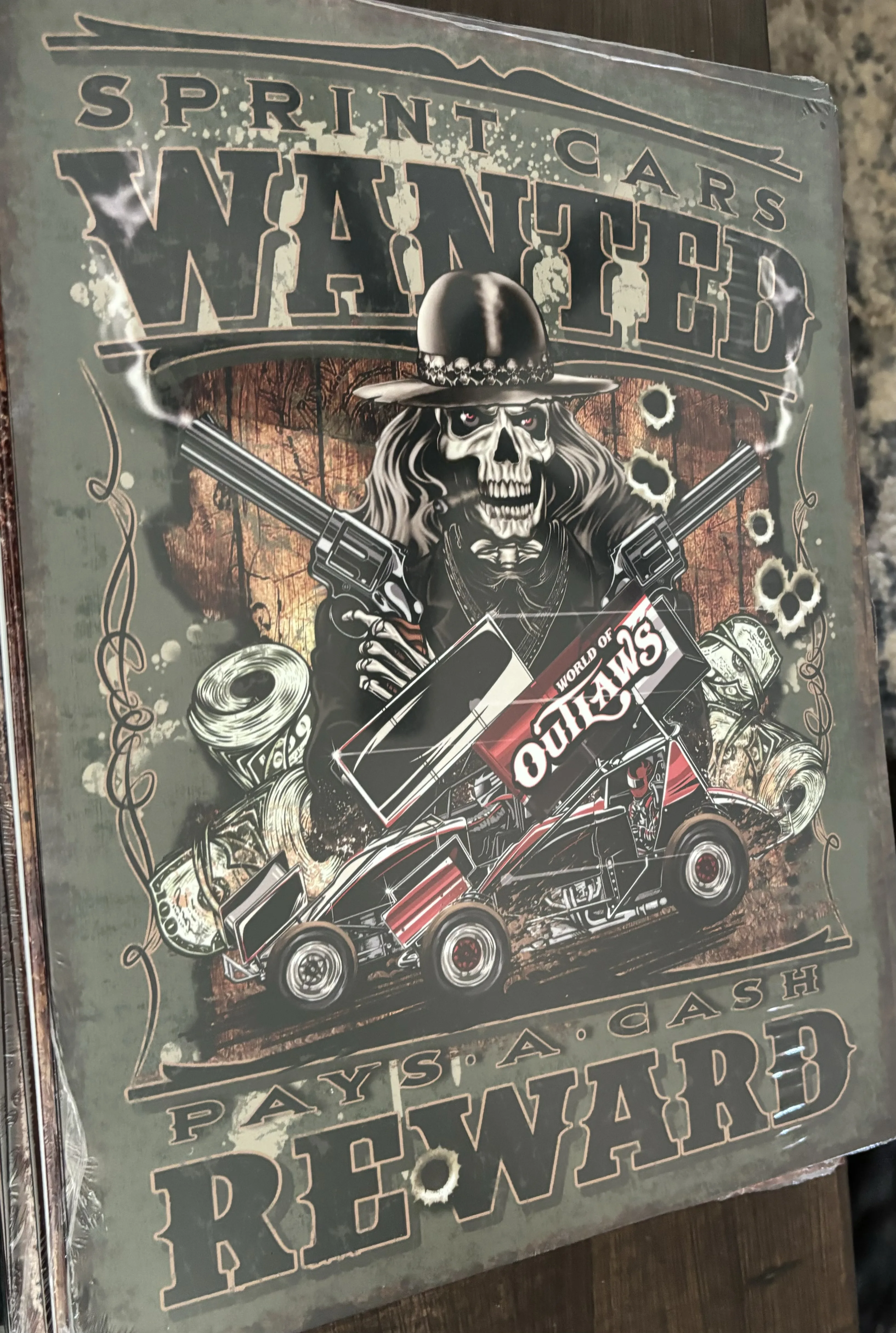 World Of Outlaws-Sprint Cars-Wanted Reward - Tin Signs Metal Sign