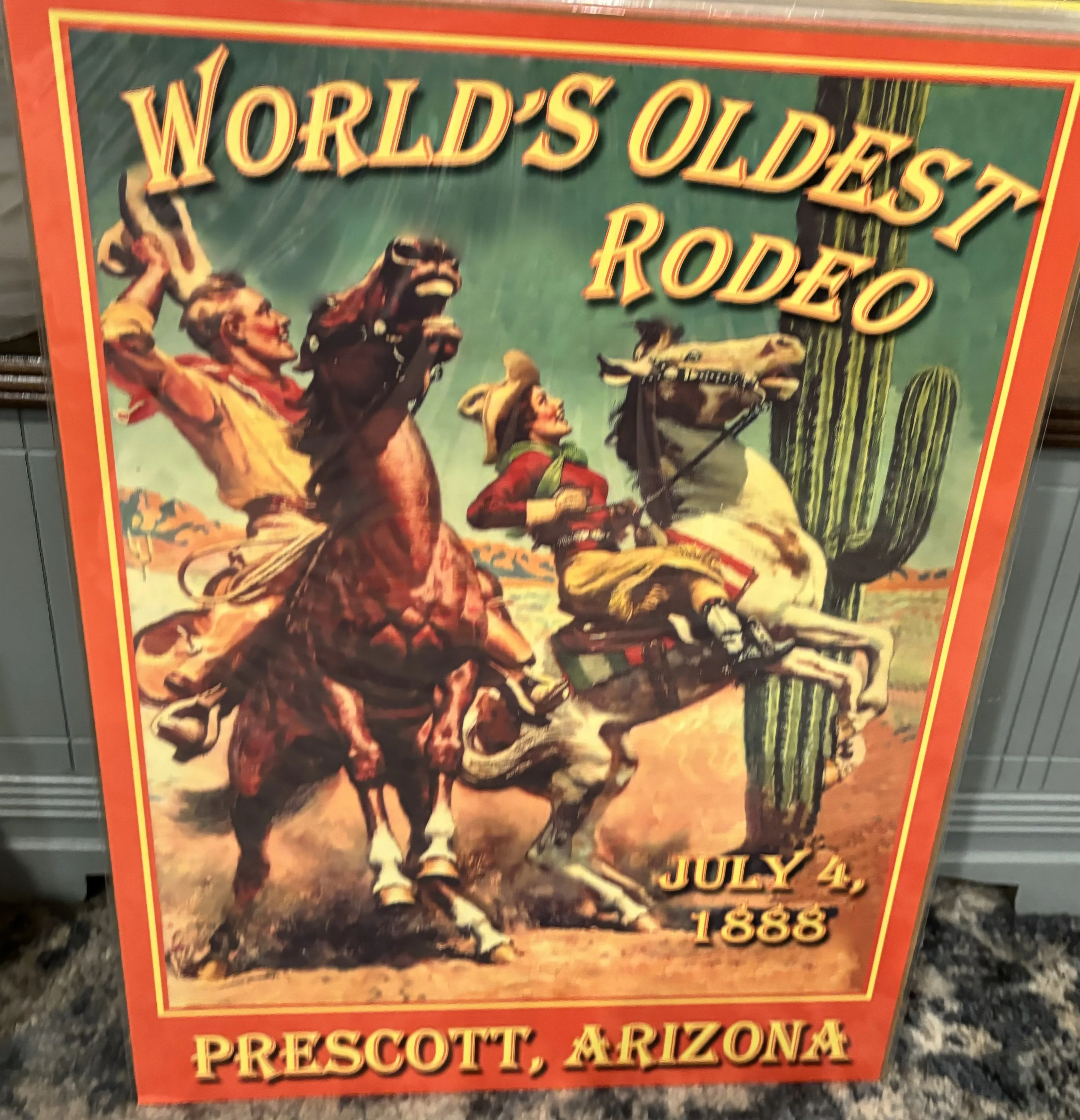 World's Oldest Rodeo-July 4, 1888-Prescott, Arizona (Large) - Rodeo Posters Metal Sign